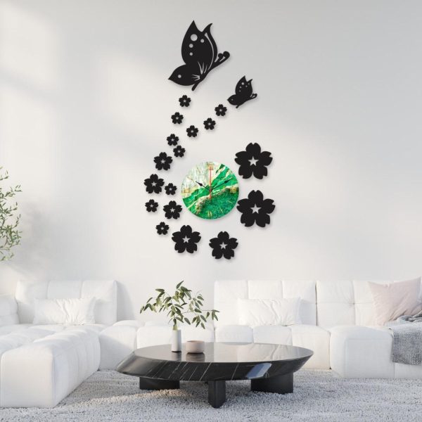 Stylish Design With Butterflie Dial Wooden Wall Clock