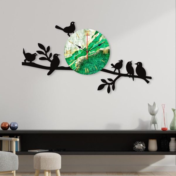 Sparrow Design Dial Wooden Wall Clock